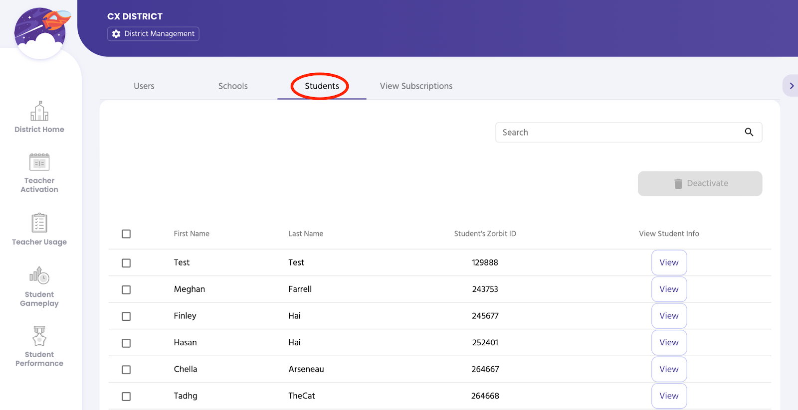 District Admin: Deactivate, Add, & Remove Student(s)