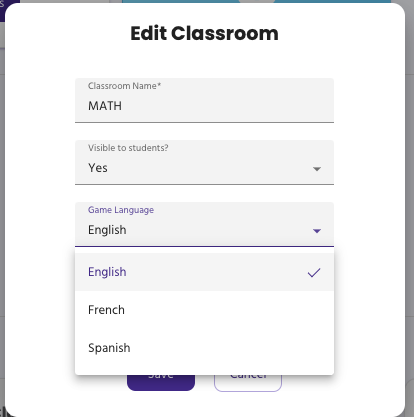 How to change the language of your class